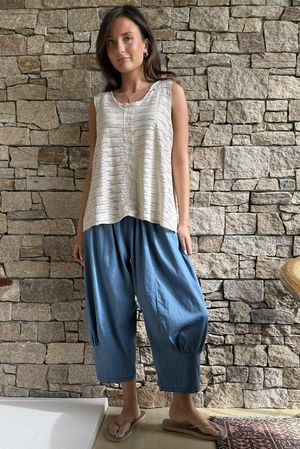  Benji Linen Panel Wave Vest Stone - 